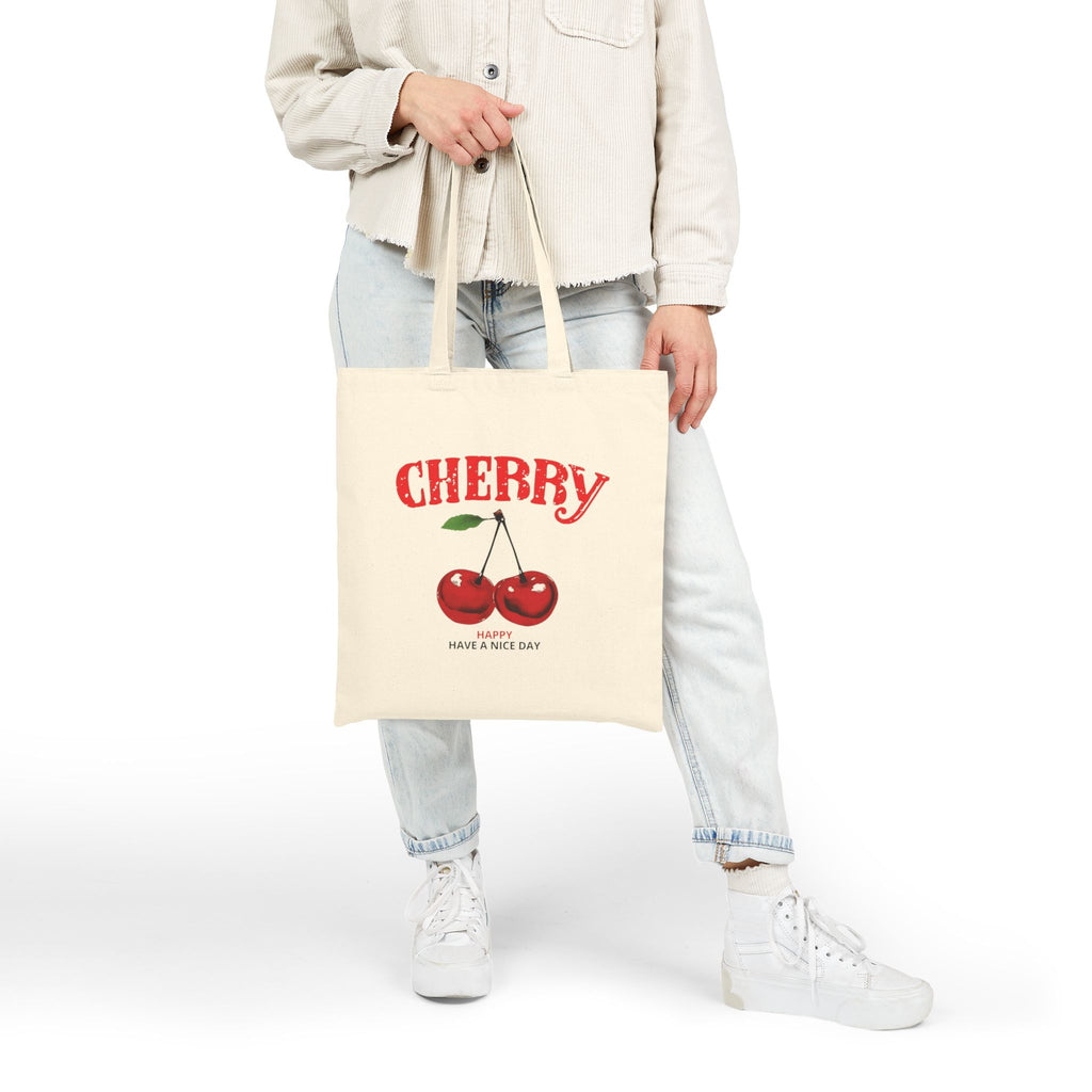 Bolso Tote de Lona con Cerezas — Bolsa Retro para Compras Estilo Mercado Frutal