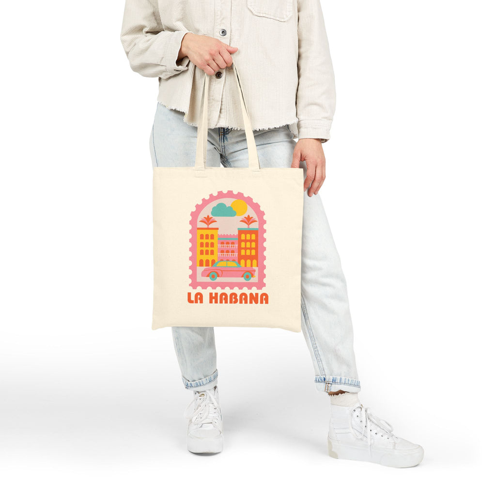 Bolso Tote de Lona “La Habana” — Bolsa Retro Cubana Estilo Travel Market