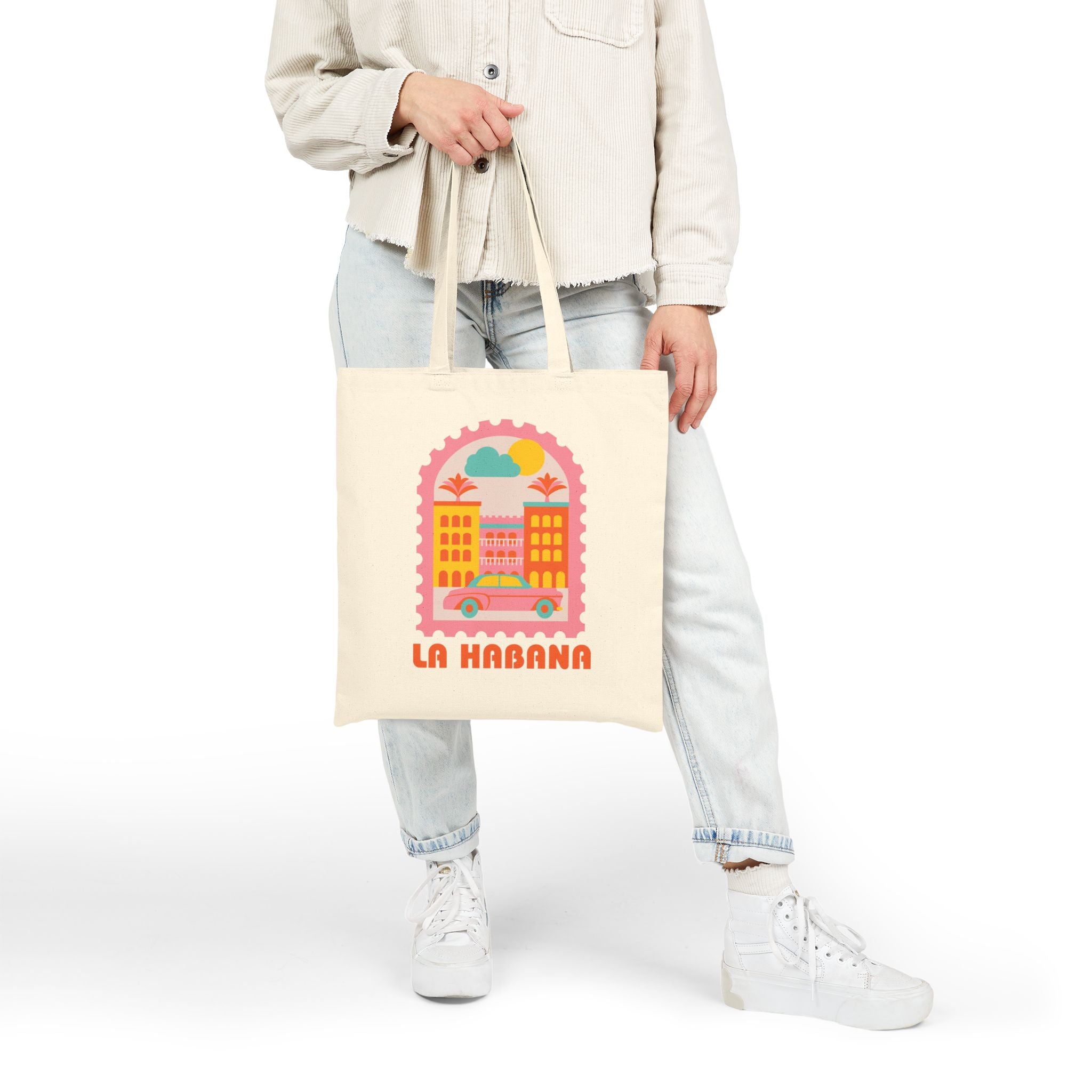 Bolso Tote de Lona “La Habana” — Bolsa Retro Cubana Estilo Travel Market