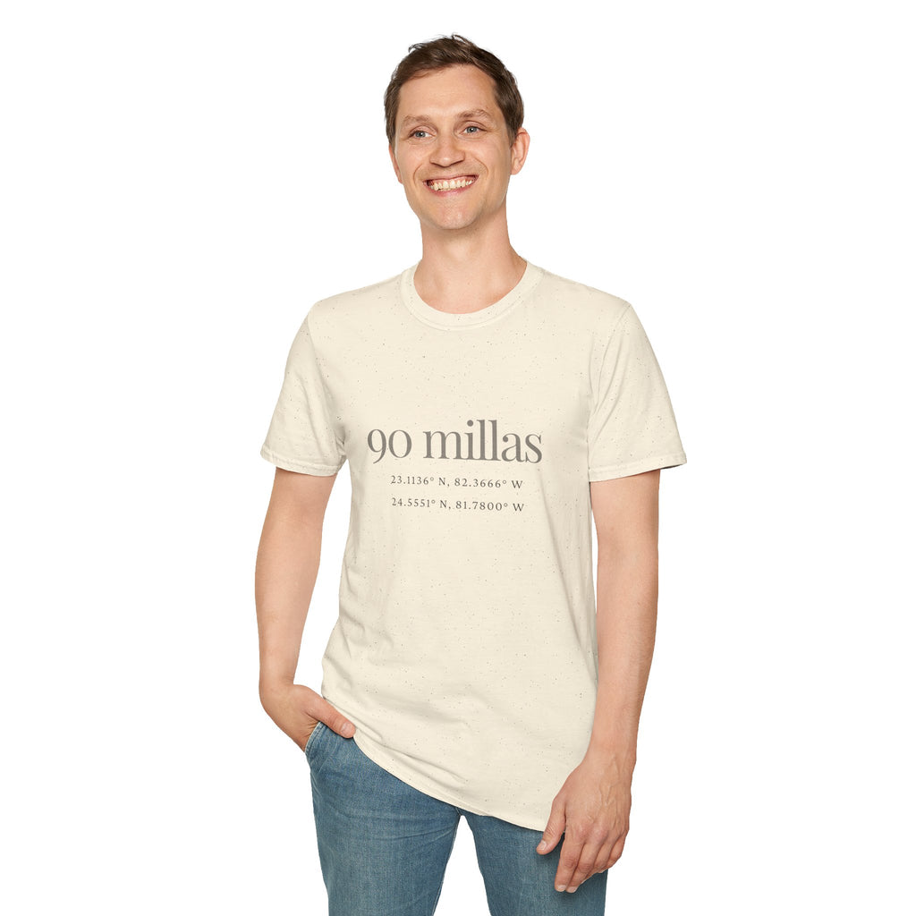 Camiseta “90 Millas” — Tee Minimalista con Coordenadas Cubanas