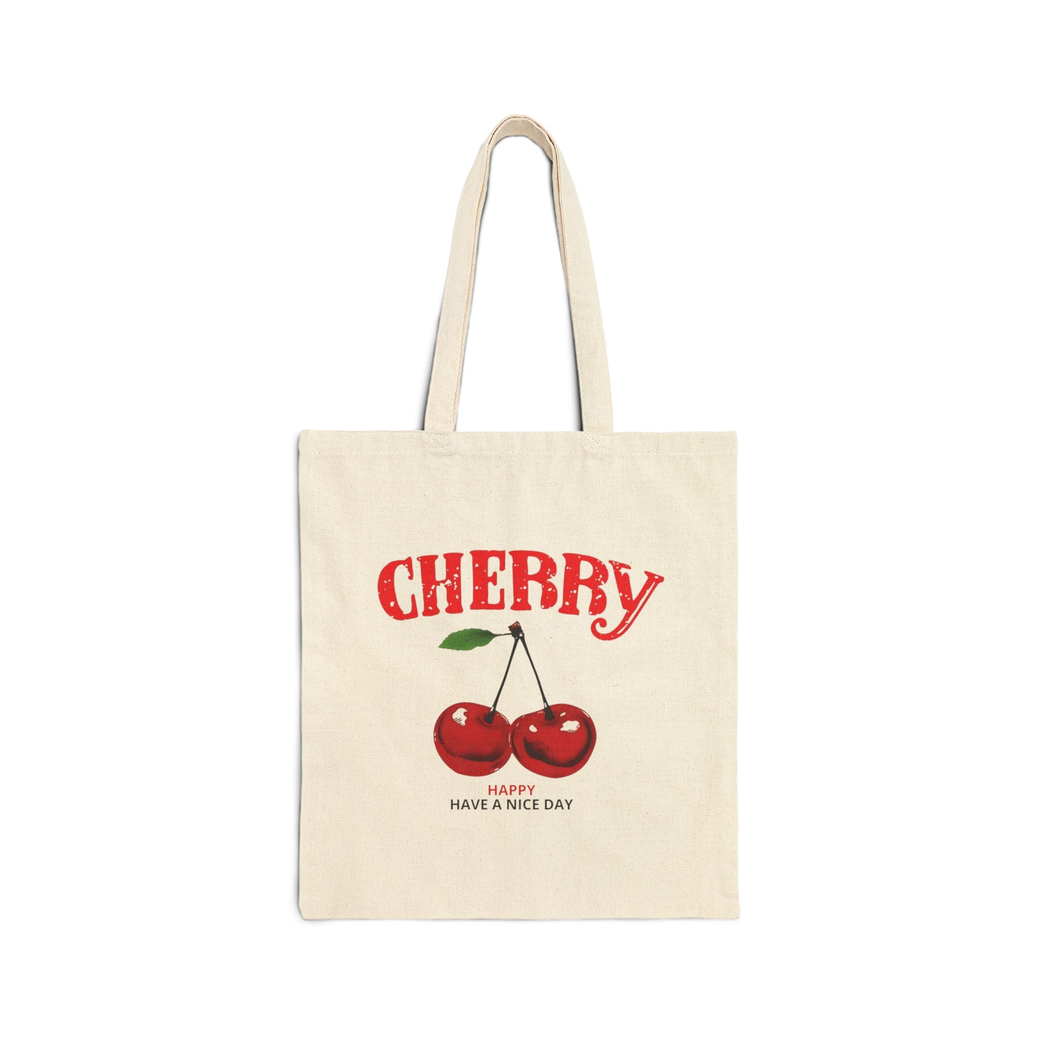 Bolso Tote de Lona con Cerezas — Bolsa Retro para Compras Estilo Mercado Frutal