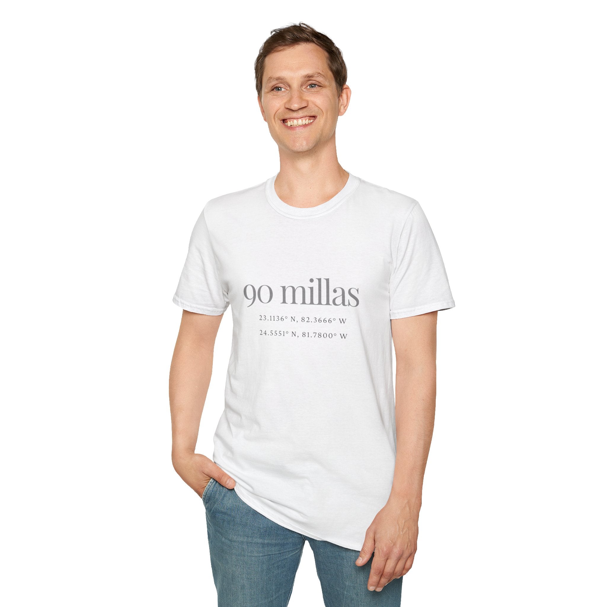 Camiseta “90 Millas” — Tee Minimalista con Coordenadas Cubanas