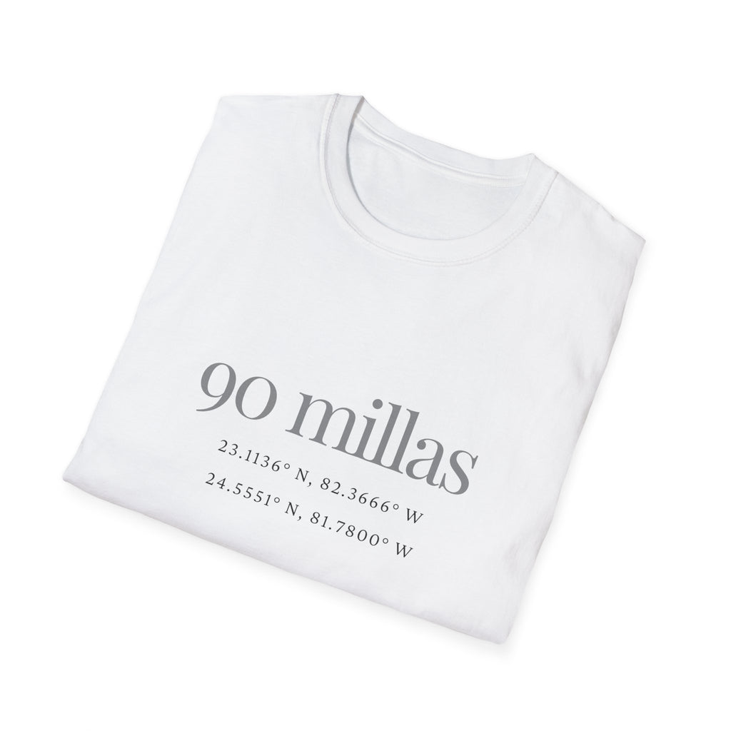 Camiseta “90 Millas” — Tee Minimalista con Coordenadas Cubanas