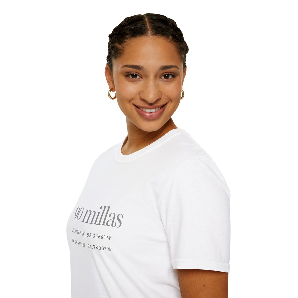 Camiseta “90 Millas” — Tee Minimalista con Coordenadas Cubanas