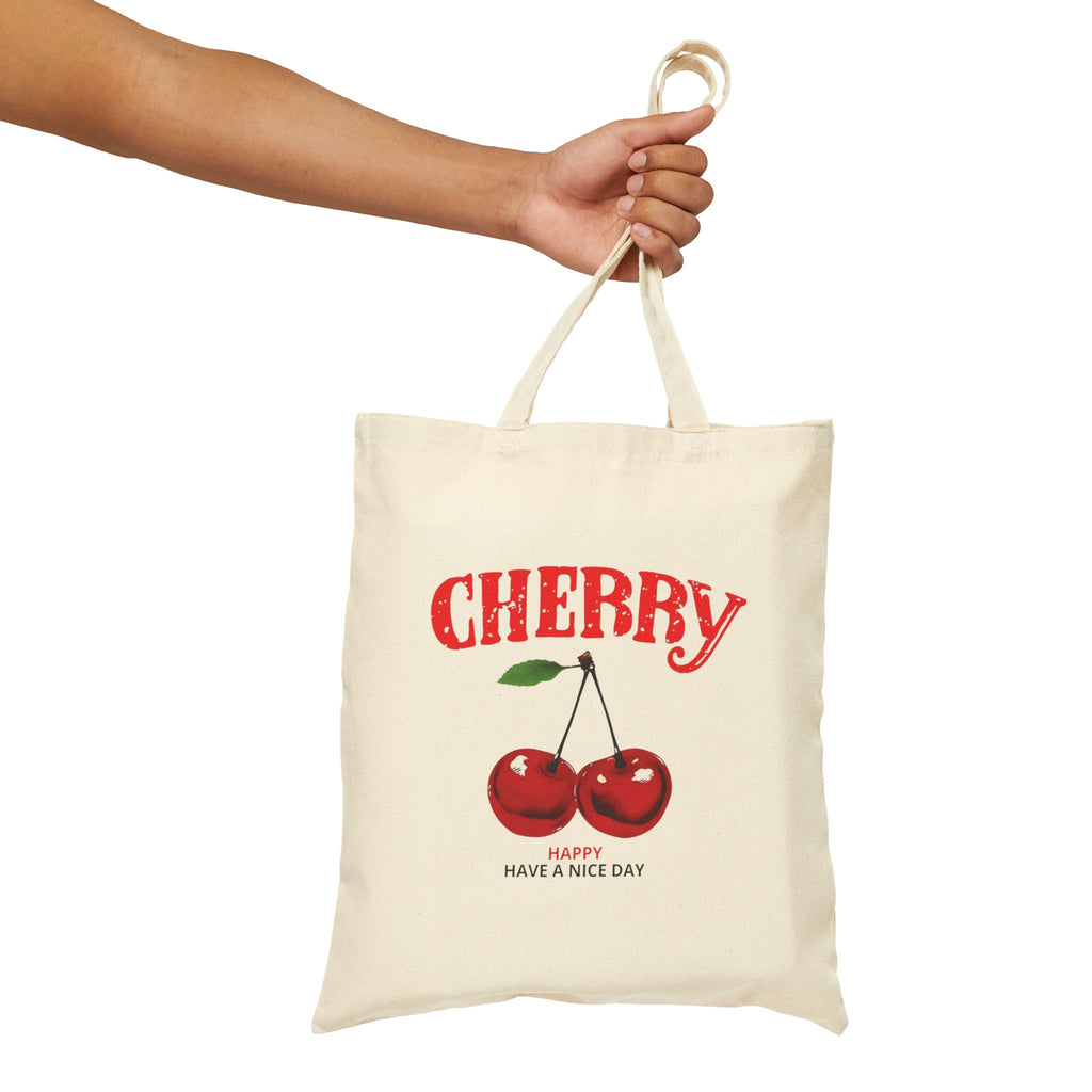 Bolso Tote de Lona con Cerezas — Bolsa Retro para Compras Estilo Mercado Frutal