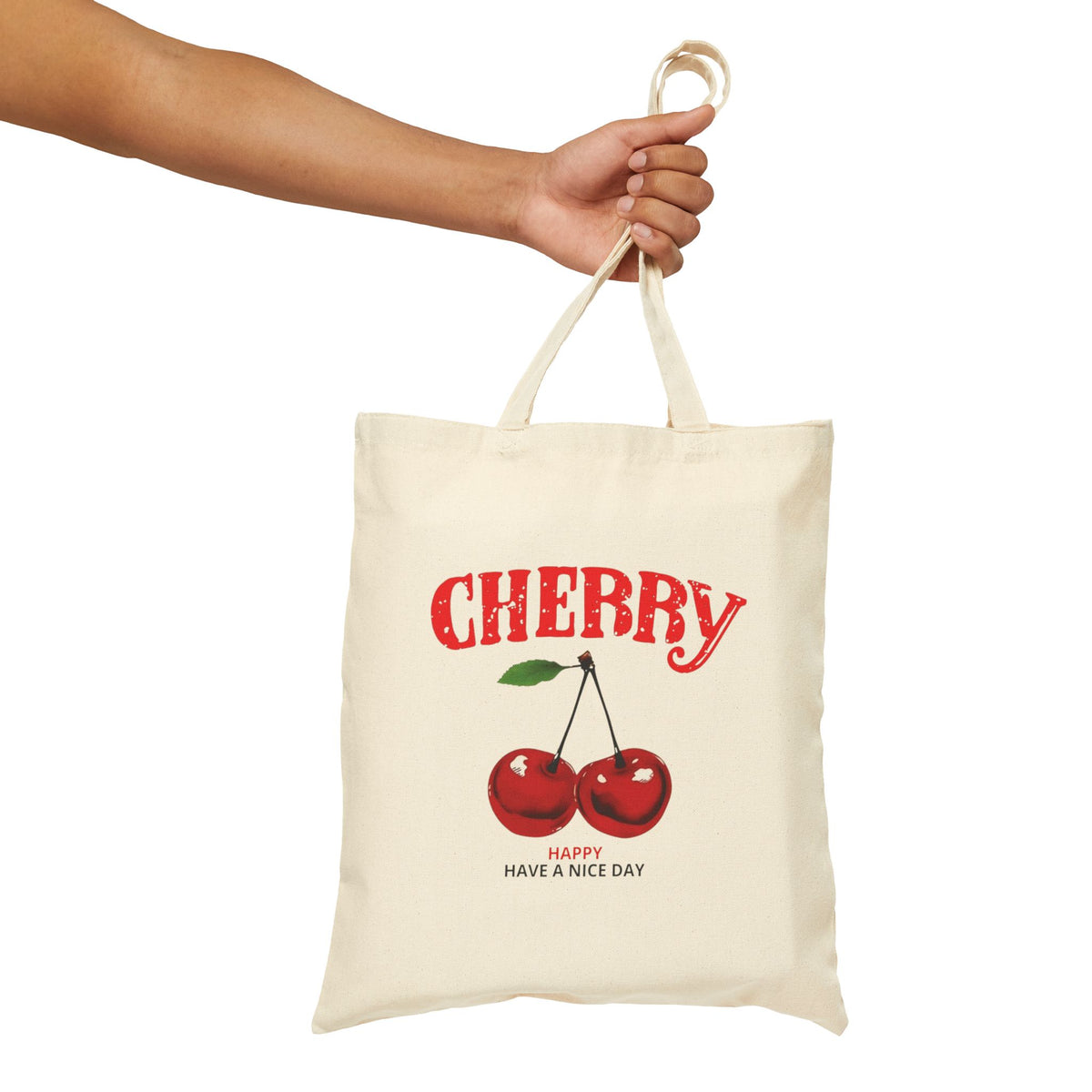 Bolso Tote de Lona con Cerezas — Bolsa Retro para Compras Estilo Mercado Frutal