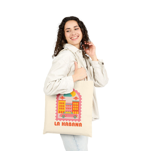 Bolso Tote de Lona “La Habana” — Bolsa Retro Cubana Estilo Travel Market