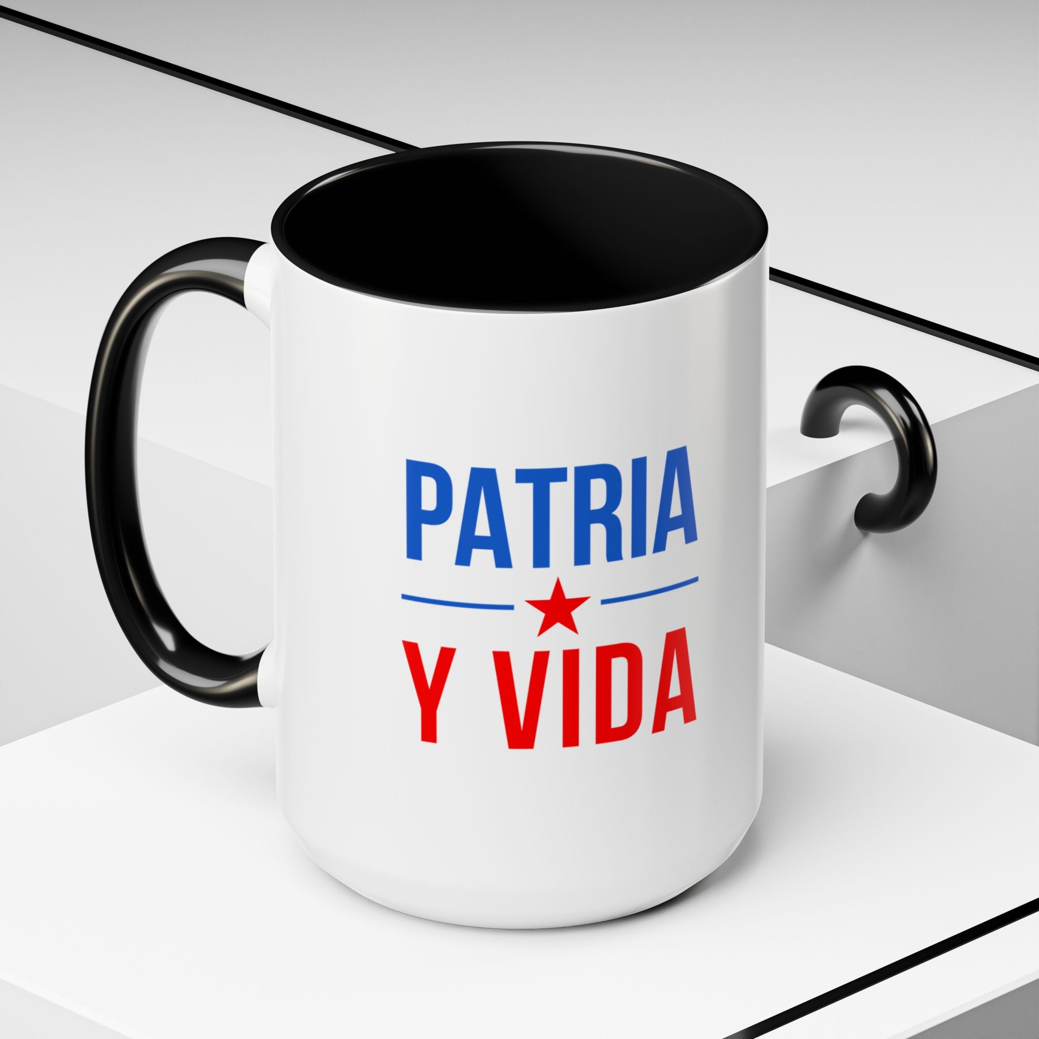 Taza “Patria y Vida” | Taza de Café con Interior de Color 11 oz y 15 oz