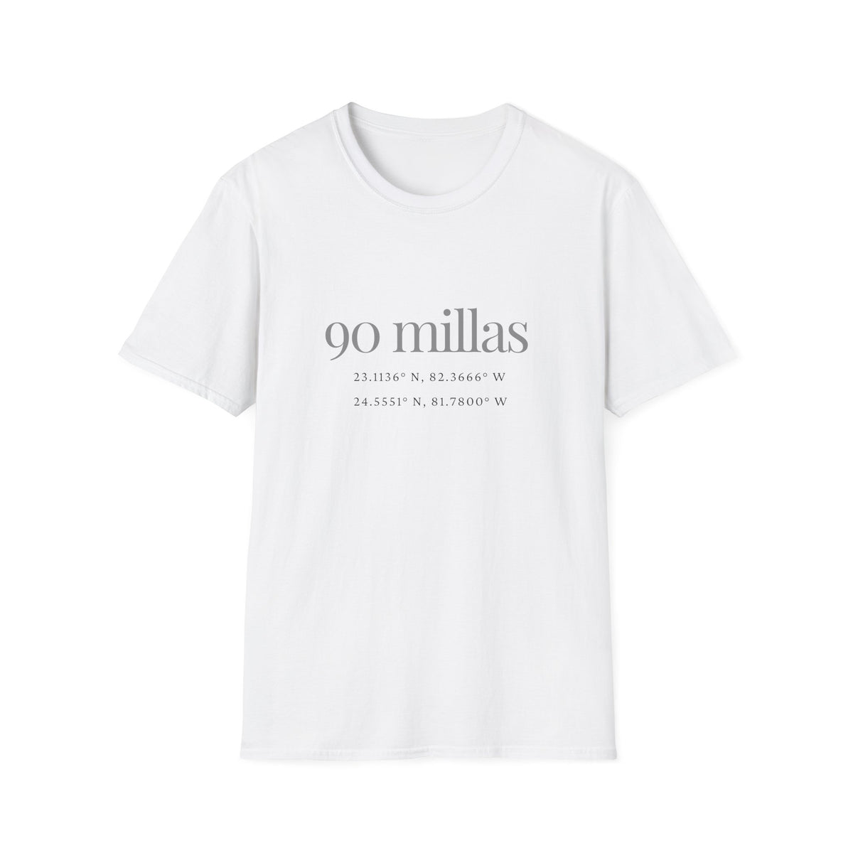 Camiseta “90 Millas” — Tee Minimalista con Coordenadas Cubanas