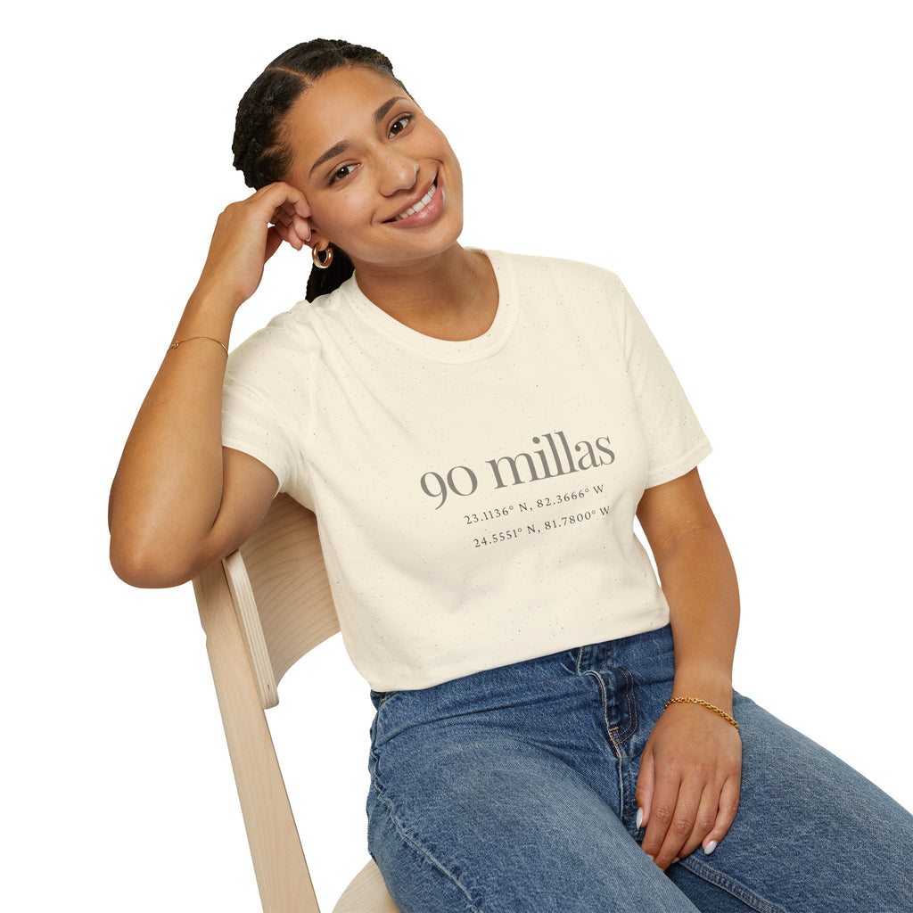 Camiseta “90 Millas” — Tee Minimalista con Coordenadas Cubanas