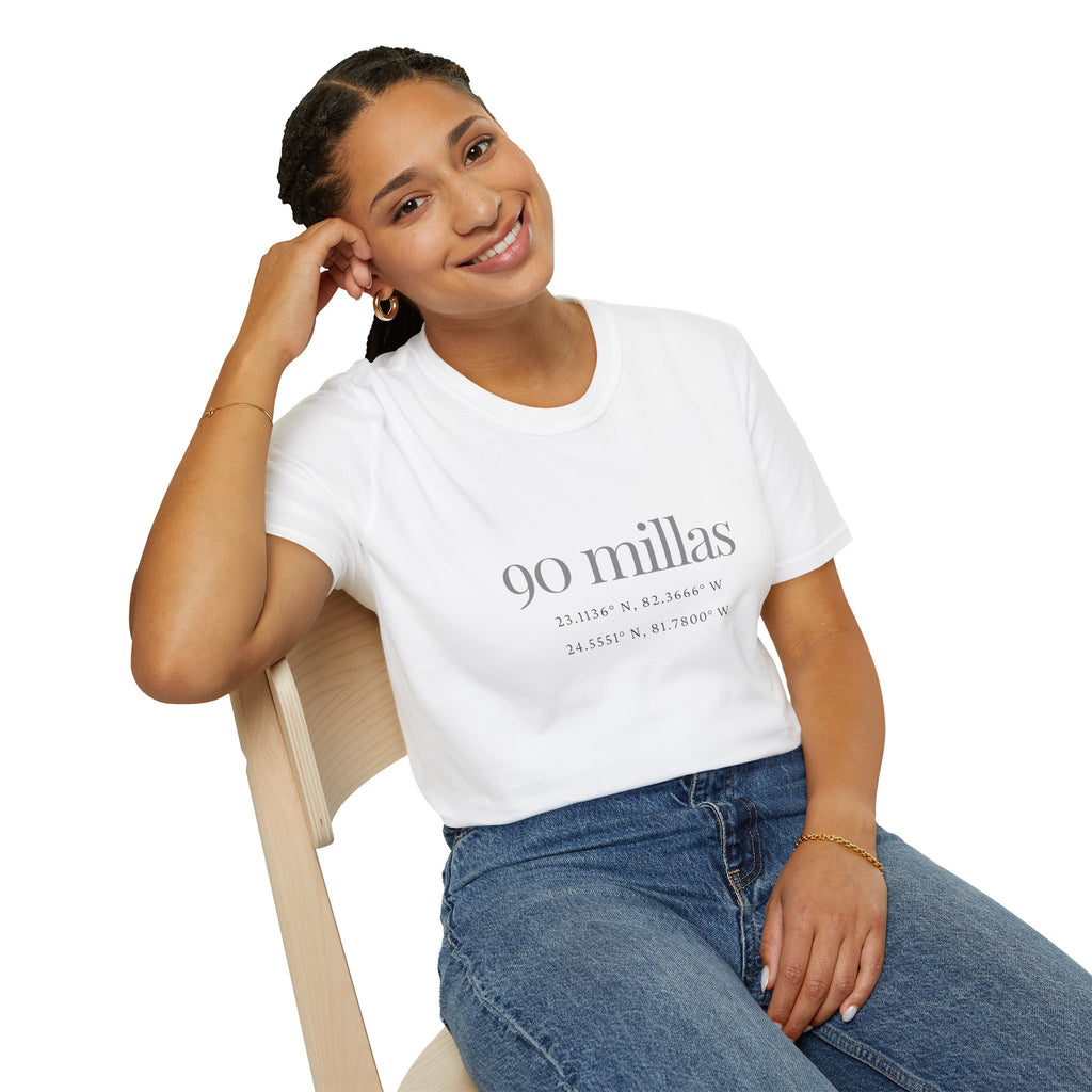 Camiseta “90 Millas” — Tee Minimalista con Coordenadas Cubanas