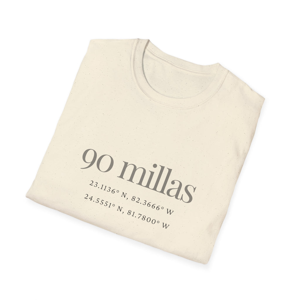Camiseta “90 Millas” — Tee Minimalista con Coordenadas Cubanas