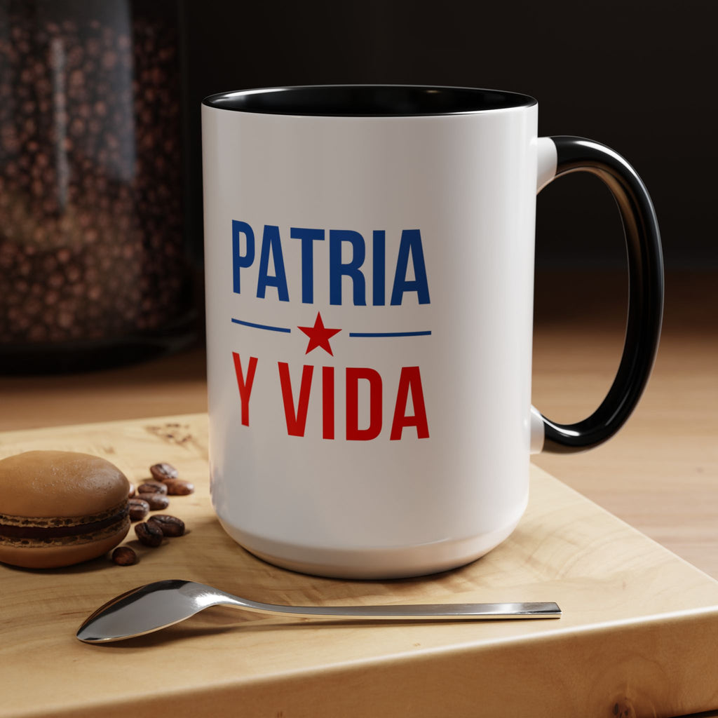 Taza “Patria y Vida” | Taza de Café con Interior de Color 11 oz y 15 oz