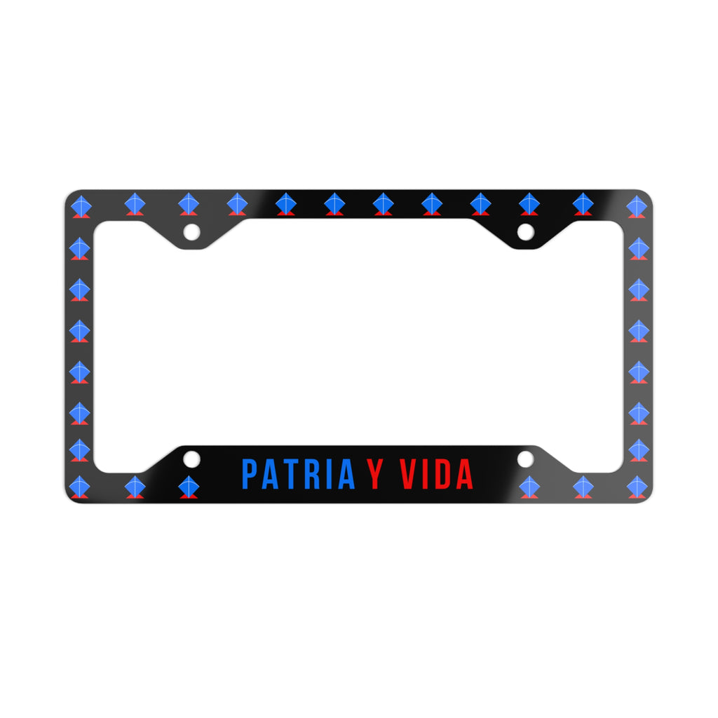 Marco Metálico para Matrícula “Patria y Vida” — Accesorio Cubano para Auto