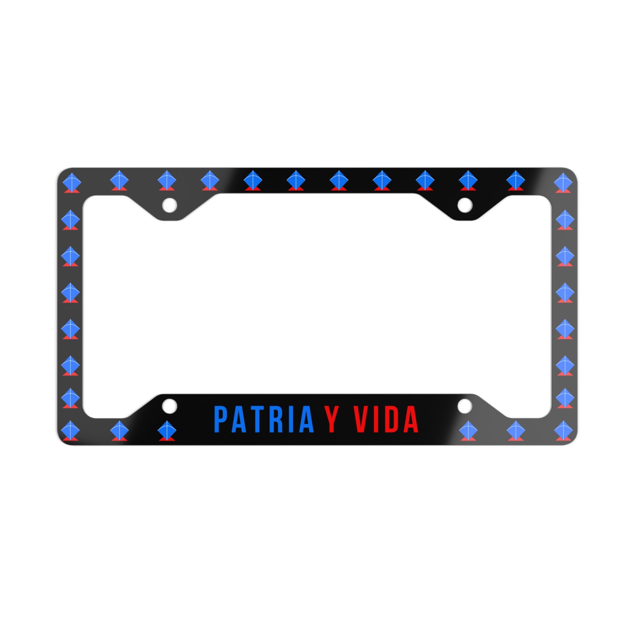 Marco Metálico para Matrícula “Patria y Vida” — Accesorio Cubano para Auto