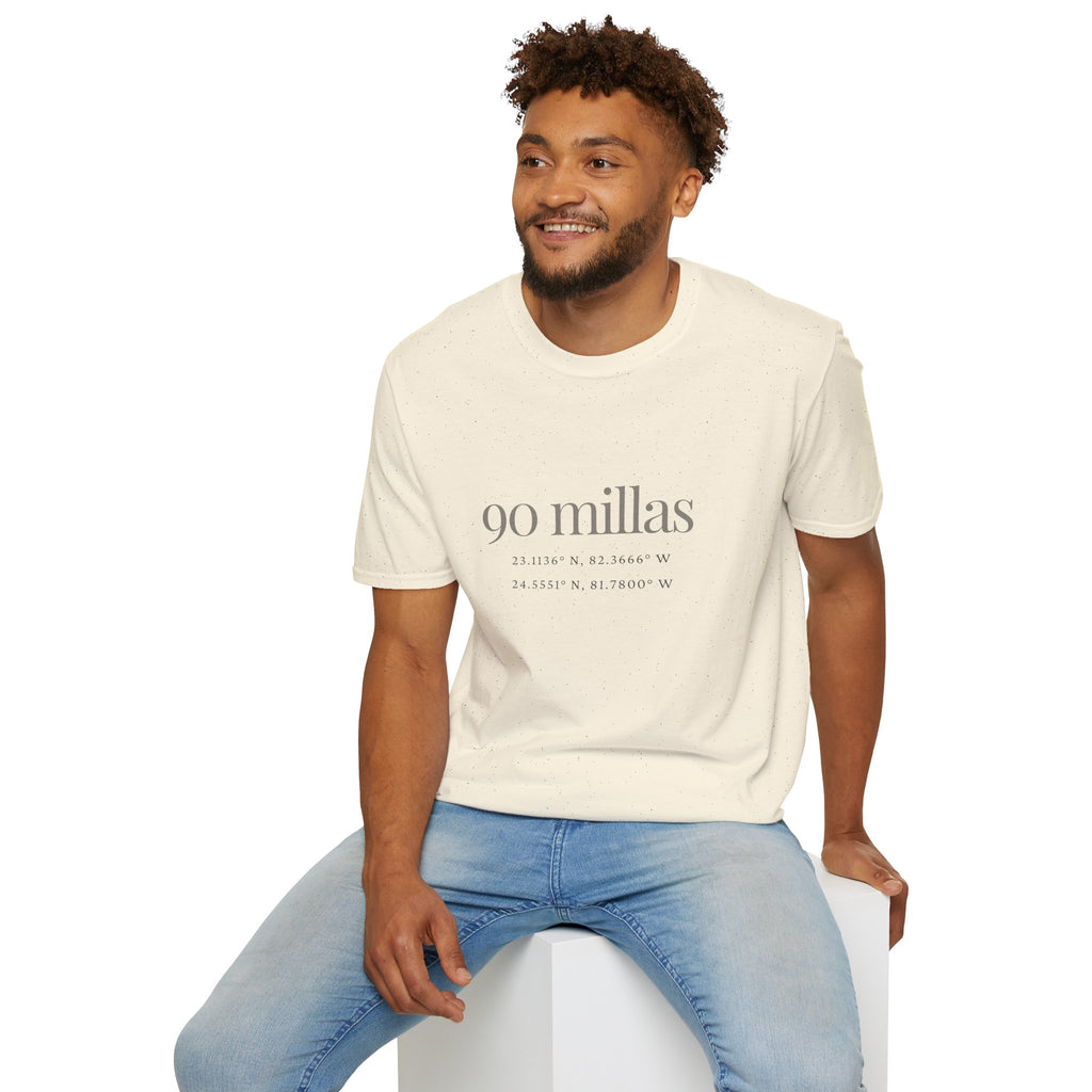 Camiseta “90 Millas” — Tee Minimalista con Coordenadas Cubanas