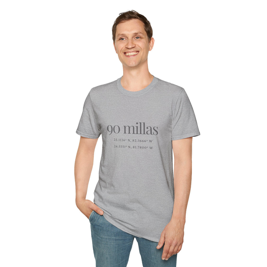 Camiseta “90 Millas” — Tee Minimalista con Coordenadas Cubanas
