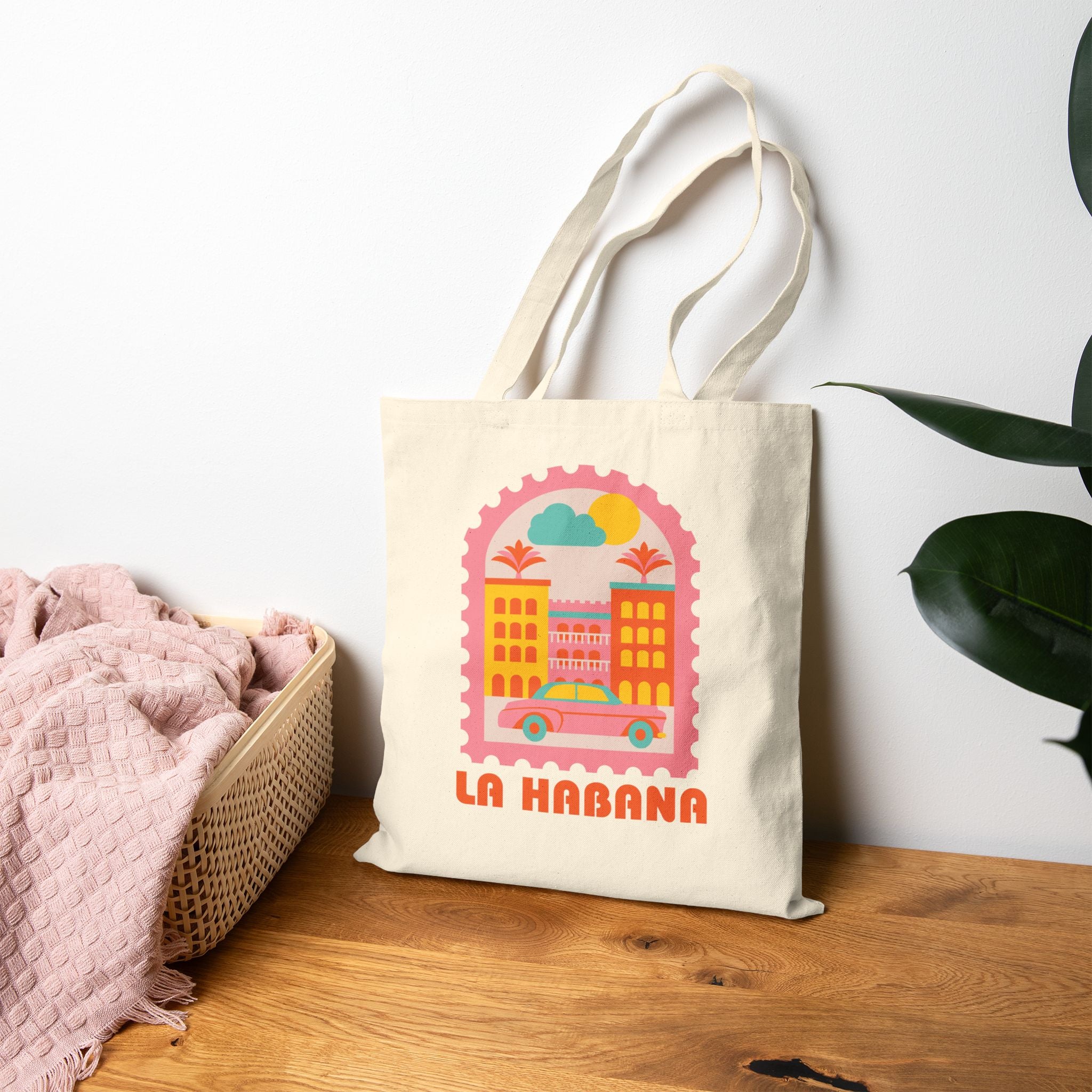 Bolso Tote de Lona “La Habana” — Bolsa Retro Cubana Estilo Travel Market