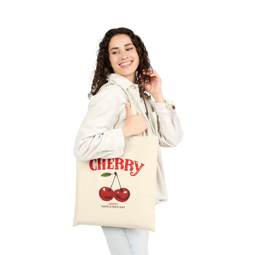 Bolso Tote de Lona con Cerezas — Bolsa Retro para Compras Estilo Mercado Frutal